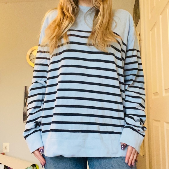 Tommy Hilfiger Light Blue and Navy Striped Sweater - Picture 2 of 8